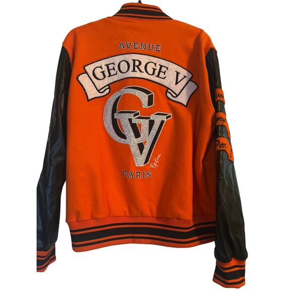 NWT George V Paris Varsity Lettermen's Jacket Orange/Black Size Large - Picture 7 of 16